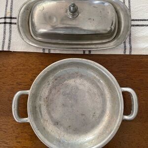 Pewter Butter Dish & Server Set